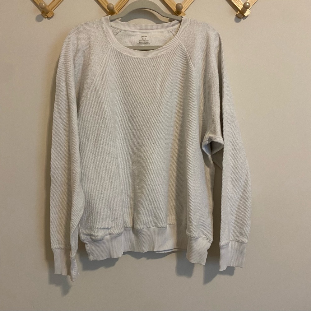 Aerie White Textured Pullover Crewneck size Large